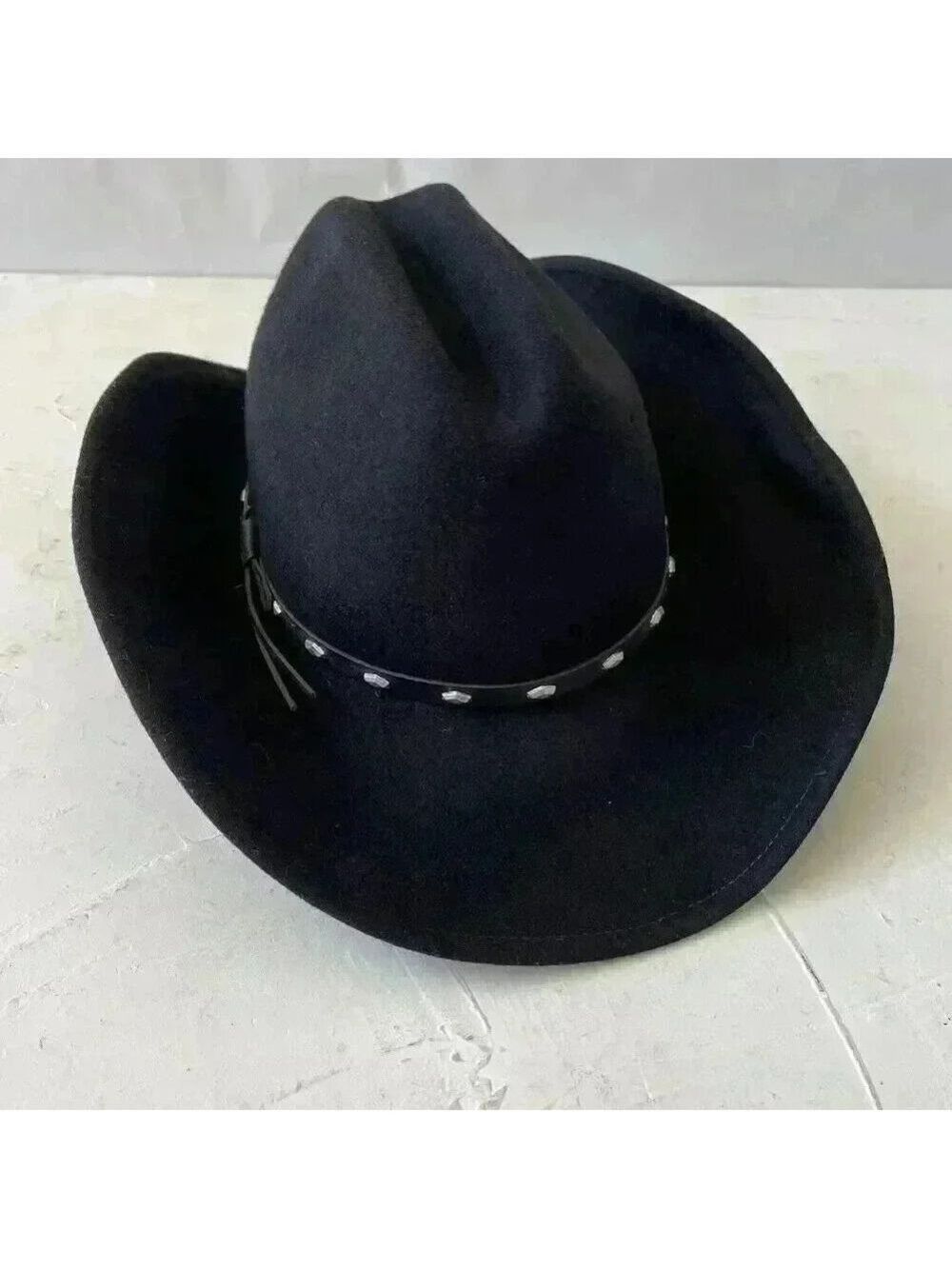 Rodeo King Adult Cowboy Hat Black Felt Beaver Western Hat Vintage Sz S 54-55